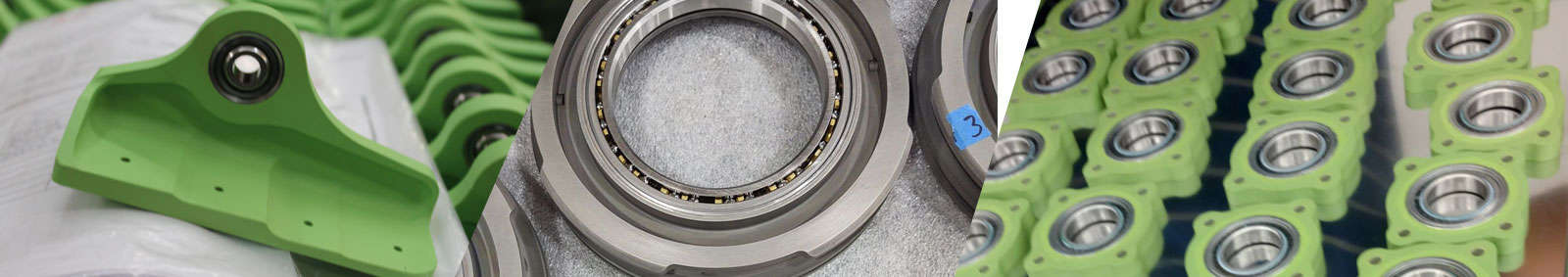 A close up of a green ball bearing used for bushing installation.